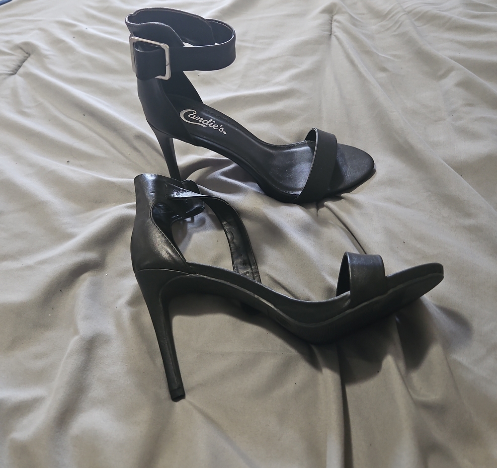 Candie's Elegant Black Heels with Ankle Strap